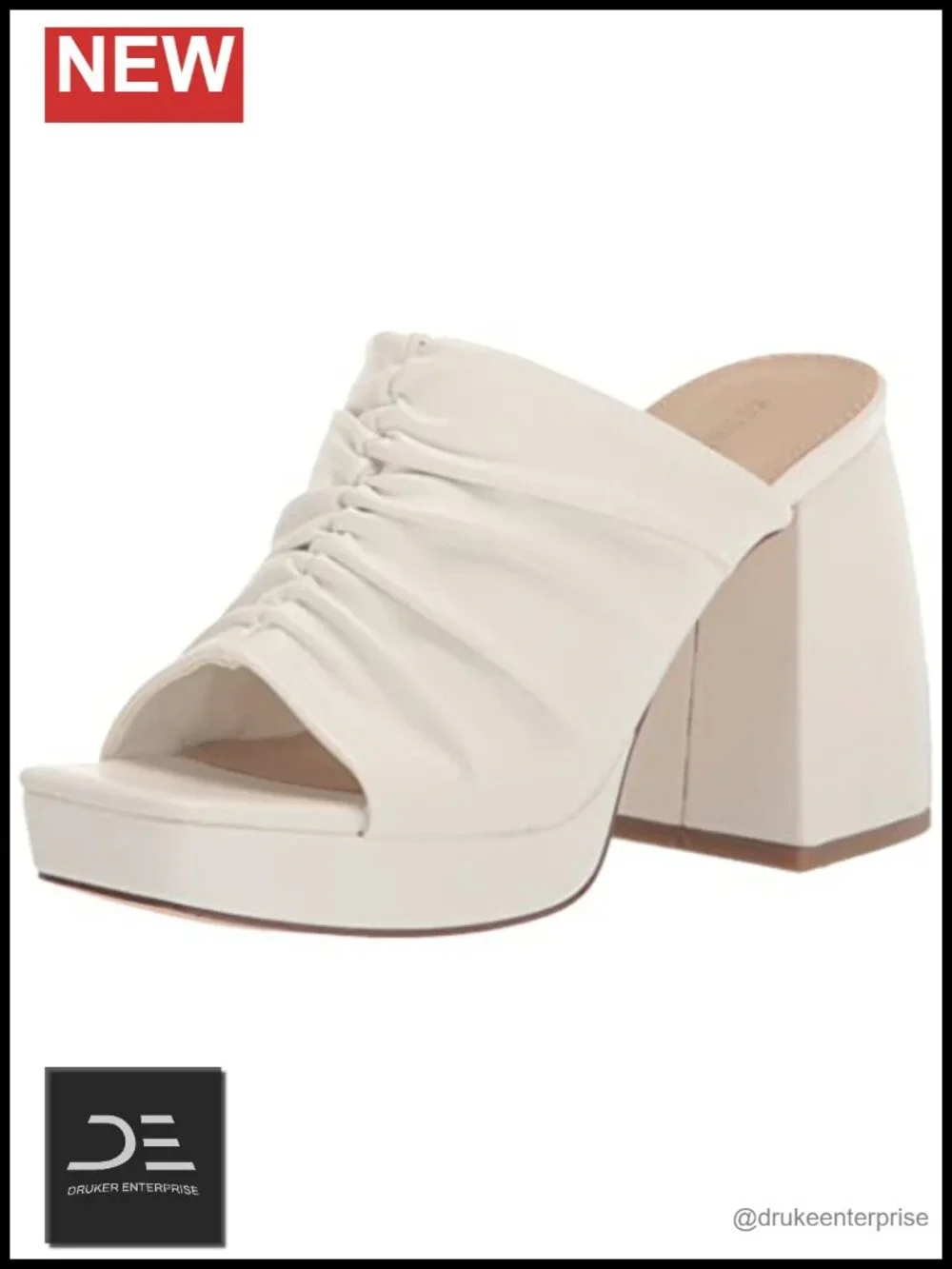 Women's Anika Wedge Heels Ruched Open Square Toe Slip On Block Heel